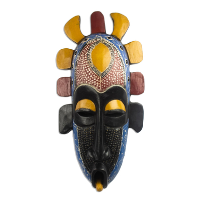 African wood mask, 'Adah' - Hand Carved West African Sese Wood Mask