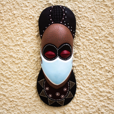 Máscara de madera africana - Máscara de madera de sésé africano tallada a mano