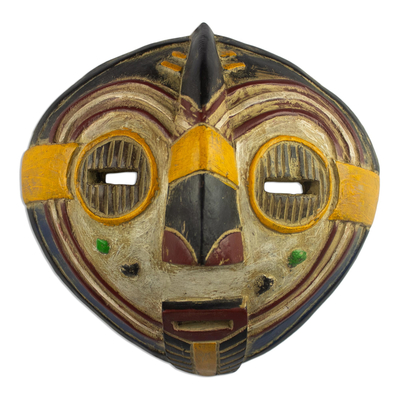 African wood mask, 'Kendi' - Artisan Made Sese Wood Mask