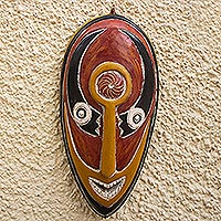 African wood mask, 'Abayomi' - Artisan Made Sese Wood Clay Mask