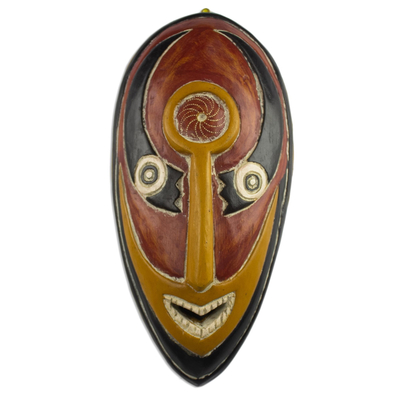 Afrikanische Holzmaske, „Abayomi“ – Von Hand gefertigte Sese-Holz-Tonmaske