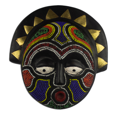 African wood mask, 'Beloved of the Gods' - Hand Made African Sese Wood Mask