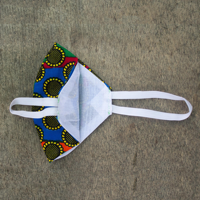 Gesichtsmaske aus Baumwolle – Afrikanischer Sonnenblumen-Druck, 2-lagige Baumwollmaske mit Ohrschlaufen