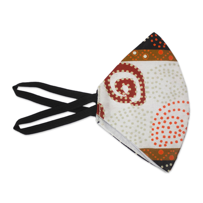 Cotton face mask, 'Royal Africa' - Modern African Abstract Print 2-Layer Cotton Ear Loop Mask