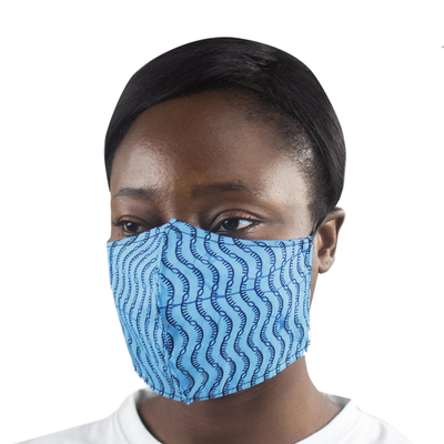 Familien-Gesichtsmasken aus Baumwolle, (Paar) - 2 handgefertigte Familienmasken zum Binden aus Baumwolle mit afrikanischem Aufdruck