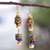 Recycled glass bead dangle earrings, 'Akpe' - Recycled Glass Bead Dangle Earrings