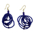 Recycled glass bead dangle earrings, 'Deep Blue Love' - Deep Blue Recycled Glass Beaded Dangle Earrings