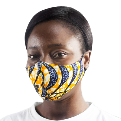Cotton face mask, 'Life II' - Hand Crafted Reusable Cotton Face Mask