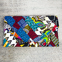 Cotton clutch bag, 'Up All Night' - Hand Made Cotton Clutch Bag from West Africa
