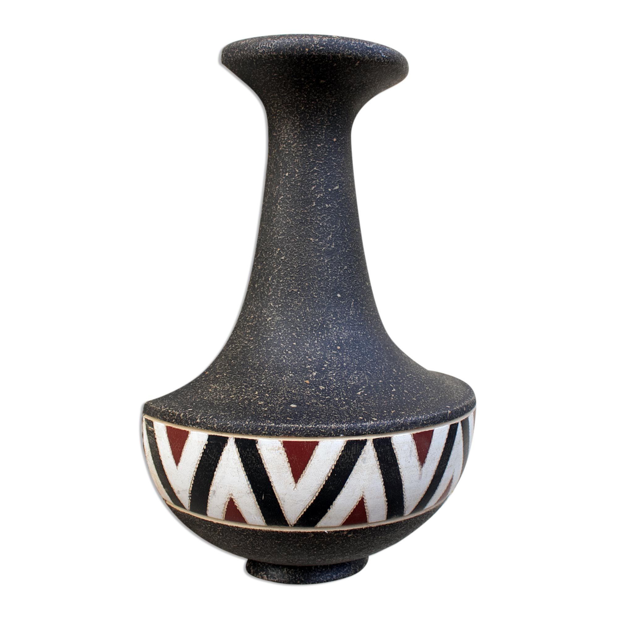 West African Black and White Wall Vase Decor Wallflowers Too NOVICA