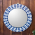 Wood wall mirror, 'Graceful Reflection in Blue' (15 inch) - Round Sese Wood Mirror Triangle Motif 15 Inch thumbail