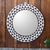 Wood wall mirror, 'Graceful Reflection in Brown' (15 inch) - Round Sese Wood Mirror Triangle Motif (15 Inch) thumbail