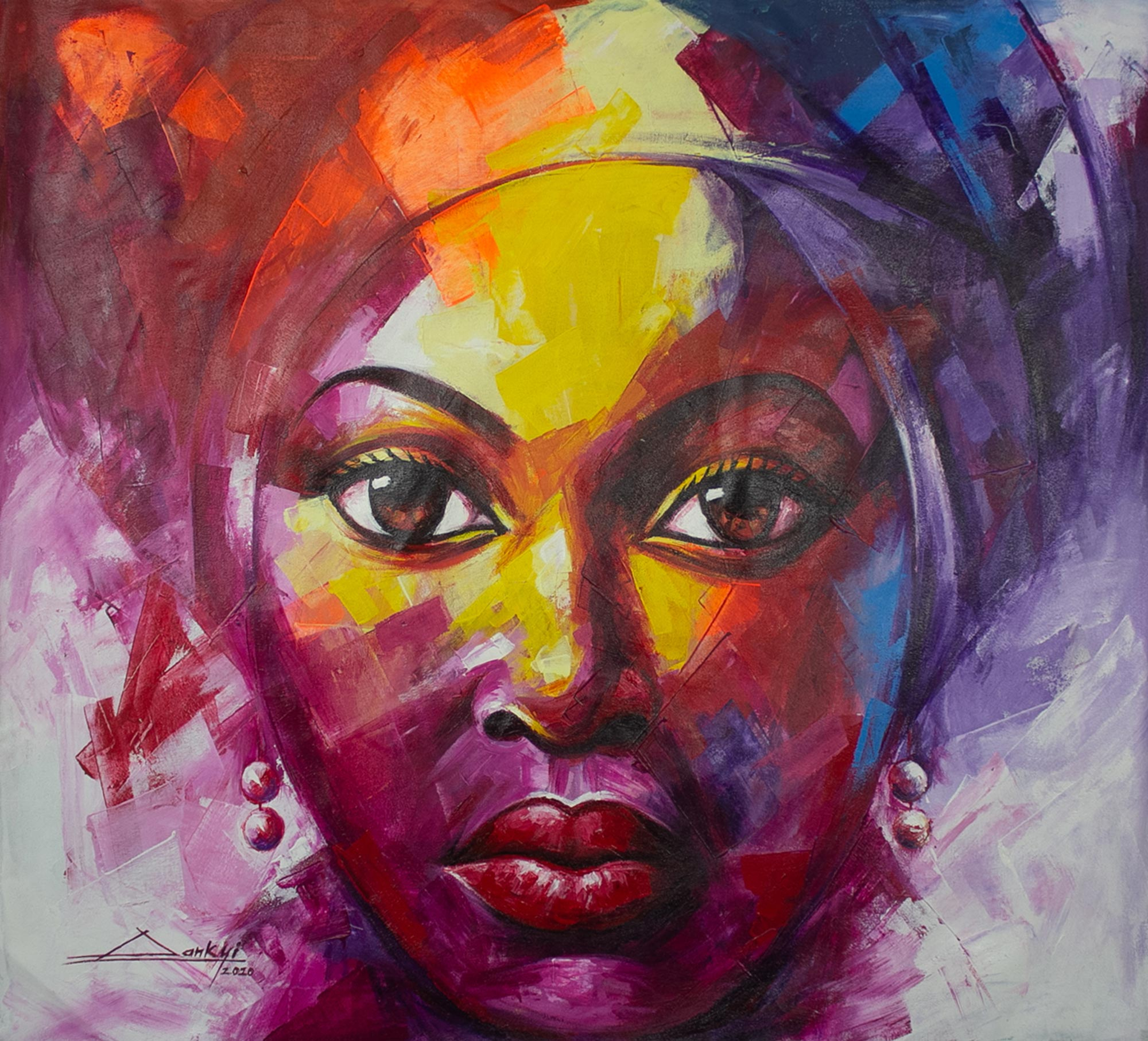 Acrylic on Canvas Portrait of African Woman - African beauty | NOVICA