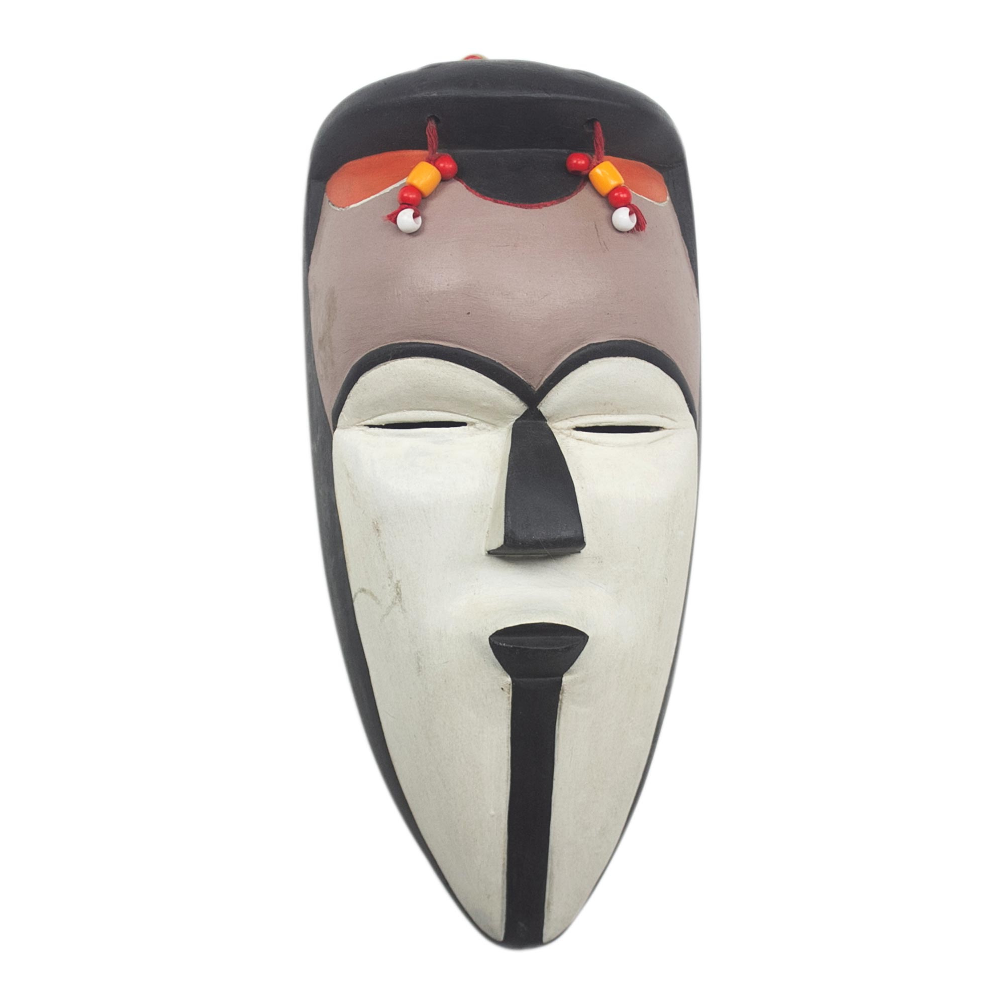UNICEF Market | Hand Carved African Sese Wood Beaded Mask - Mitsogo