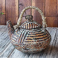 Decorative ceramic teapot, 'Elephant Kettle' - Decorative Elephant-Themed Ceramic Teapot