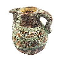 Decorative ceramic pot, 'Bird Topper' - Hand Crafted Decorative Ceramic Bird Pot