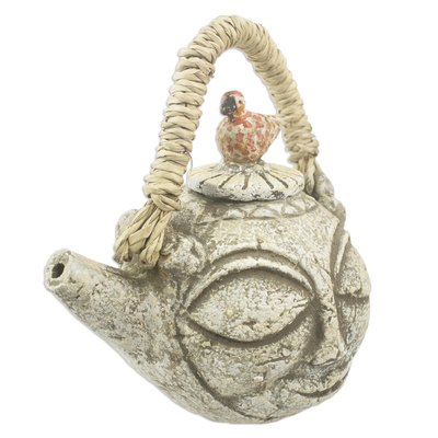 Dekorative Teekanne aus Keramik - Handgefertigte dekorative Keramik-Vogel-Teekanne aus Afrika