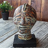 Ceramic sculpture, 'Lovely Head' - Hand Crafted Ceramic Sculpture from Africa