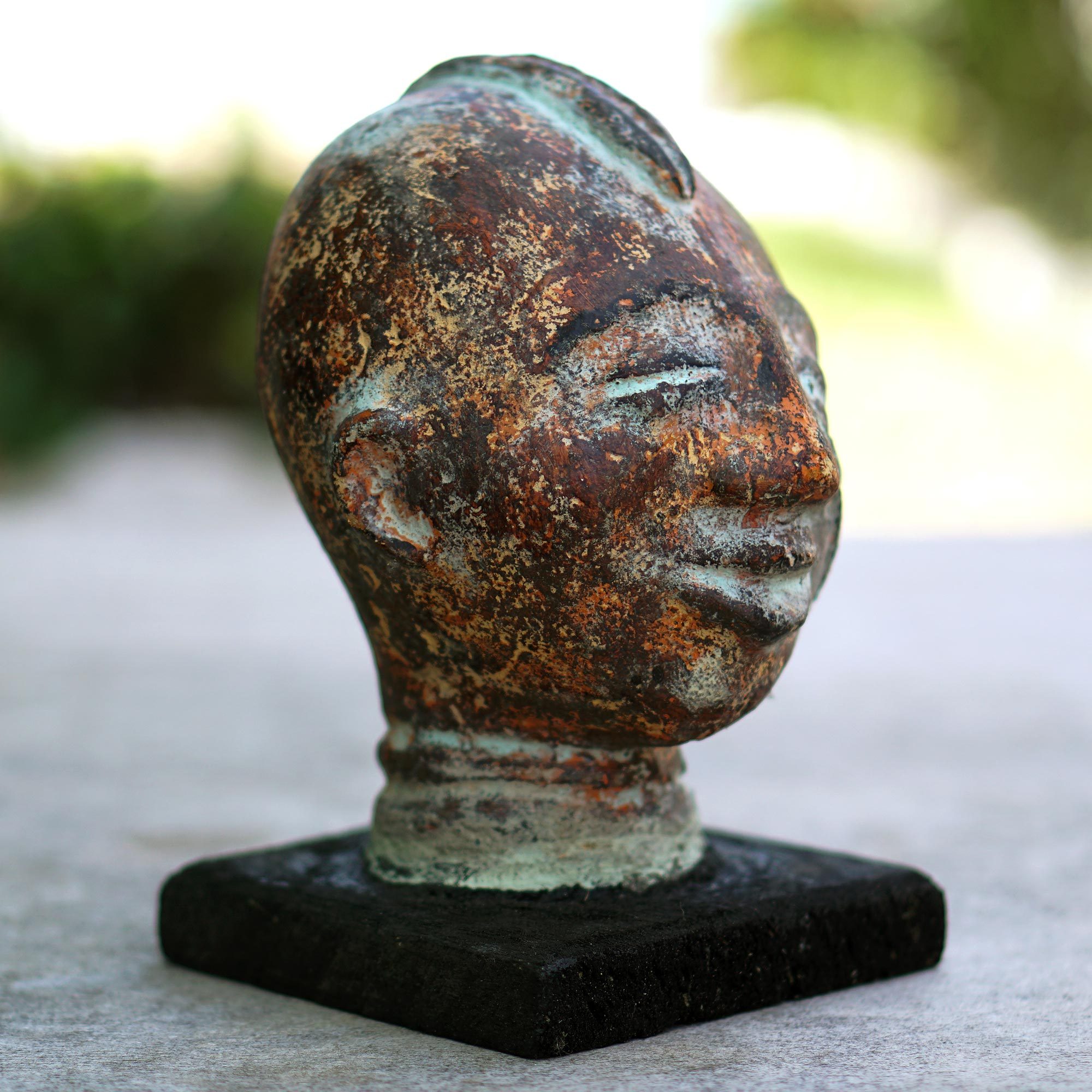 Hand Crafted Ceramic Bust Sculpture The Head NOVICA