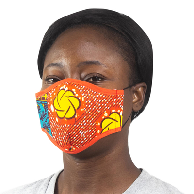 Cotton face masks, 'Grace' (set of 3) - Assorted Cotton Face Masks from Ghana (Set of 3)
