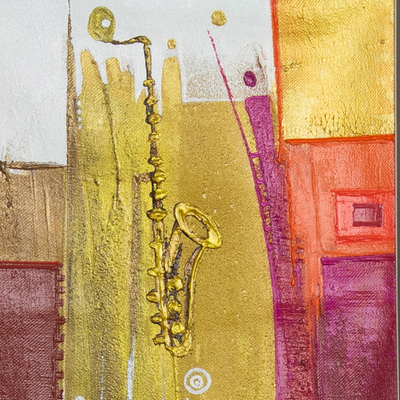 'La totalidad de la vida' - Pintura original abstracta con saxofón