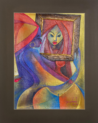 'Self Appreciation' - Woman in Mirror Painting from Ghanaian Artist
