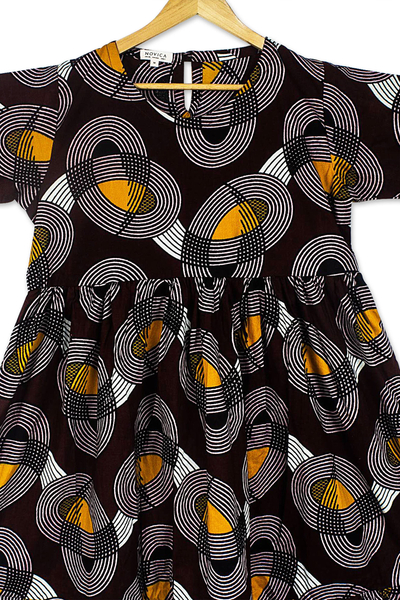 Cotton short-sleeved dress, 'Easy Feeling' - Knee Length Short Sleeved Cotton Dress from Ghana