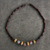Wood beaded necklace, 'Woodlands' - Unisex Sese Wood and Recycled Glass Bead Necklace