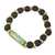 Wooden bead stretch bracelet, 'Circle the Globe' - Unisex Sese Wood Bracelet with Recycled World Map Bead (image 2b) thumbail