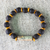 Wood beaded stretch bracelet, '180 Days' - Unisex Sese Wood Bracelet with Recycled World Map Bead thumbail