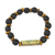 Wood beaded stretch bracelet, '180 Days' - Unisex Sese Wood Bracelet with Recycled World Map Bead