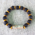 Wood beaded stretch bracelet, '180 Days' - Unisex Sese Wood Bracelet with Recycled World Map Bead (image 2b) thumbail