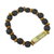 Wood beaded stretch bracelet, '180 Days' - Unisex Sese Wood Bracelet with Recycled World Map Bead (image 2c) thumbail