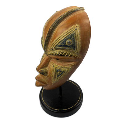 African wood mask, 'Ketsre' - Hand Made African Sese Wood Mask