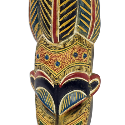 African wood mask, 'Yaa-Mansa' - Hand Carved African Sese Wood Mask
