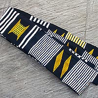 Cotton scarf, 'Seat of the King' (2 strips) - African Kente Cloth Cotton Fiazikpui Scarf (2 Strips)