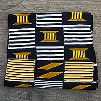 Cotton scarf, 'Seat of the King' (3 strips) - African Kente Cloth Cotton Fiazikpui Scarf (3 Strips)