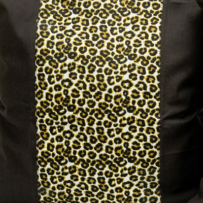 Cotton pillow covers, 'Leopard's Lair' (pair) - Set of 2 Animal Print Cotton Pillow Covers