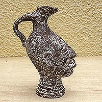 Ceramic sculpture, 'Jug Head II' - Hand Made Ceramic Sculpture from Africa