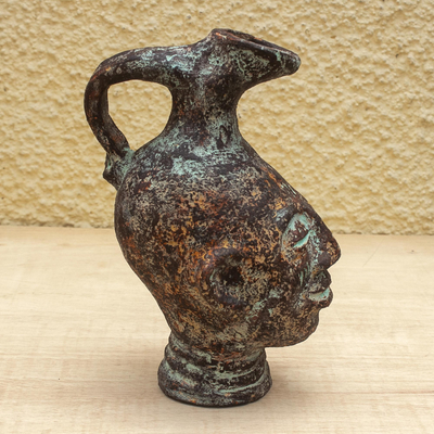 Decorative ceramic sculpture, 'Jug Head III' - Artisan Made Decorative Ceramic Sculpture