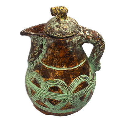 Maceta decorativa de cerámica - Maceta de cerámica decorativa hecha a mano con temática de elefante de África