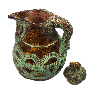 Dekorativer Keramiktopf - Handgefertigter dekorativer Keramiktopf mit Elefantenmotiv aus Afrika