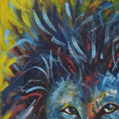 'The Warrior In Me I' - Lion Motif Acrylic on Canvas Painting