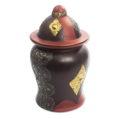 Handmade Sese Wood Decorative Jar from Africa