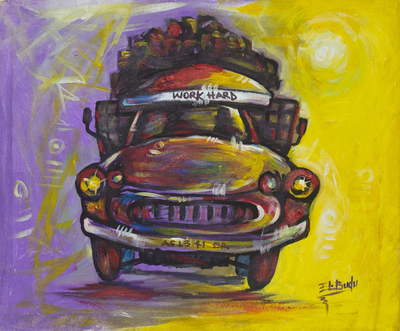 'Work Hard' - Acrylic Automobile Painting on Canvas