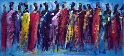 'Ashanti Reina Madre' - Pintura acrílica original de África occidental