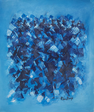 Abstract Blue Painting from Ghana