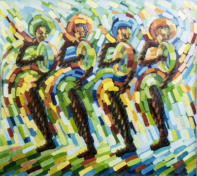 African Dance Painting in Oils on Canvas