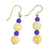 Agate bead dangle earrings, 'Small Favors' - Agate and Recycled Glass Bead Dangle Earrings