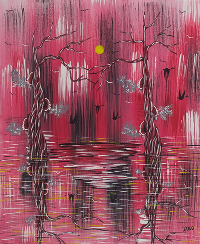'Expression II' - Signed Acrylic Tree Landscape Painting